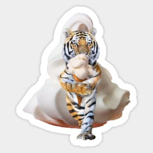 Tiger Tigers Eating Ice Cream, Funny Cute Sticker